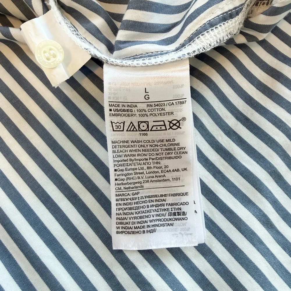 Gap x DÔEN Blue Striped Button Down Shirt with Eyelet Lace Collar - Picture 10 of 10